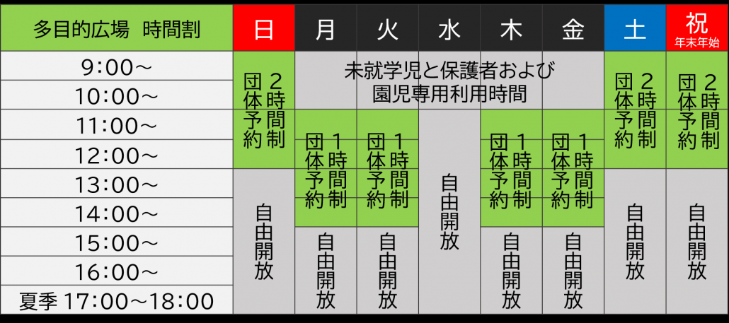 ボールひろば時間割