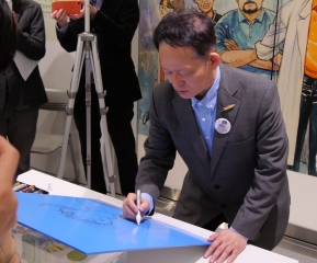 トキワ荘企画展ライブドローイングの様子