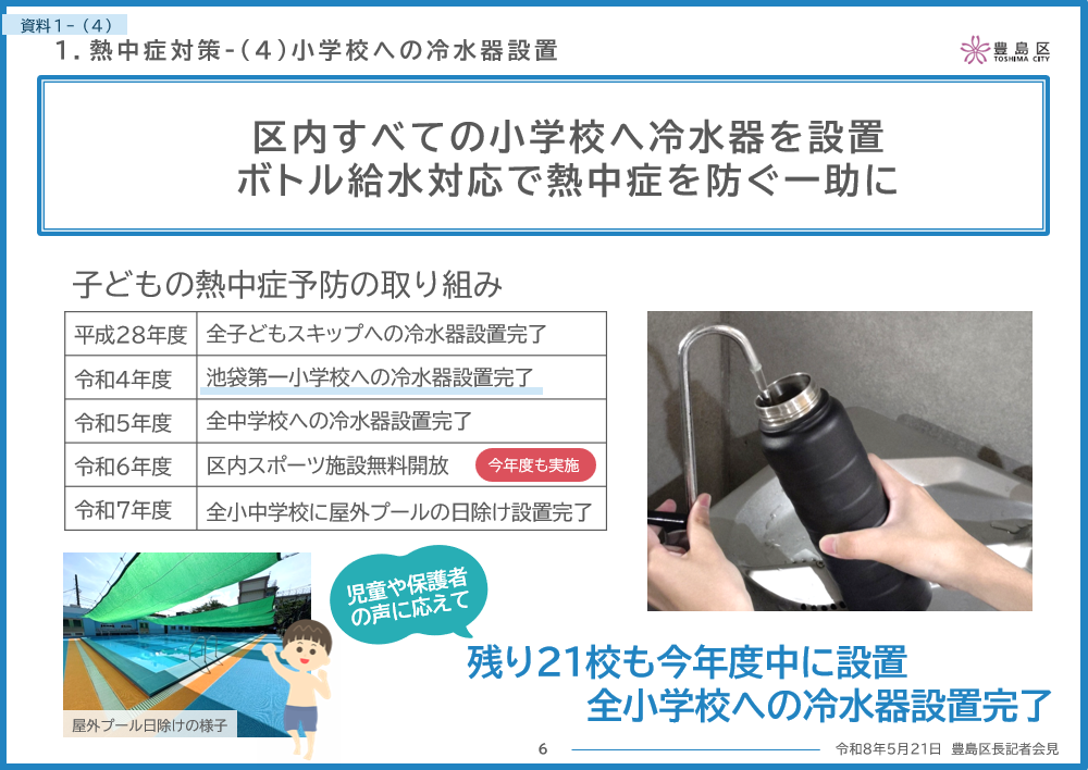 小学校への冷水器設置