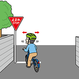 停止線あり交差点自転車一時停止
